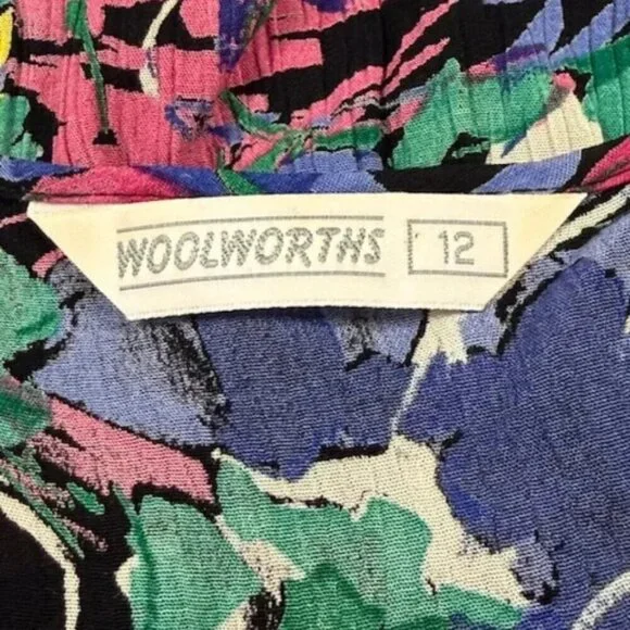 Vintage Women’s Floral Dress Size 12 Artsy Flower Colorful Hippie 80's - Picture 3 of 10